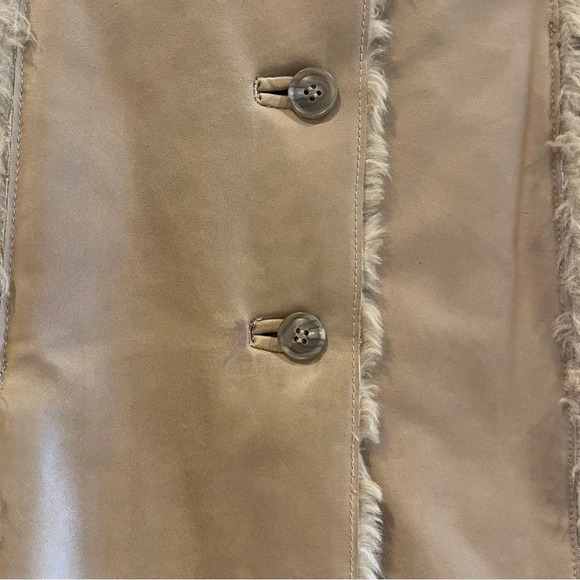 Kenneth Cole Reaction Tan Leather Jacket with Faux Fur Trim - Picture 5 of 15